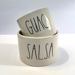 Rae Dunn SALSA and GUAC Ceramic Pottery Serving Bowl Set Party Appetizer Dishes